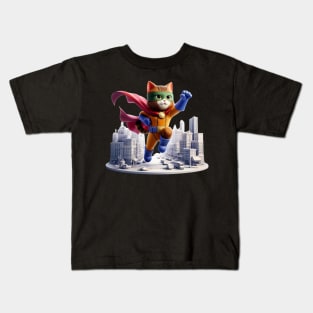 Superhero Cat to the Rescue – Urban Vigilante Sticker Kids T-Shirt